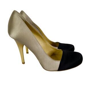 Stella McCartney Two Colors Satin Pumps Golden Metallic